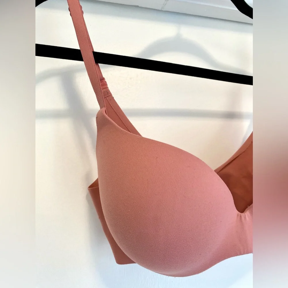 Victoria Secret Lined Demi Bra Women’s 34D Mauve Pink Neutral Cross Back